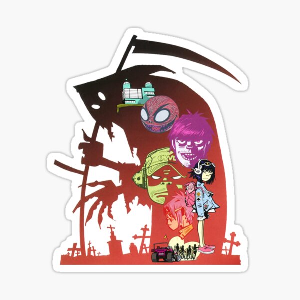 Gorillaz Little Pink Plastic Bags EP Cover Sticker for Sale by Theokotos