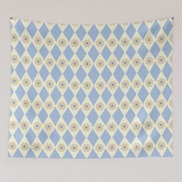 Item preview, Classic Boho Geometric Diamond Flower Pattern Pastel Blue designed and sold by blomastudios.