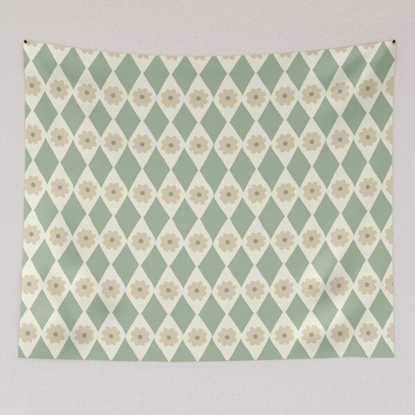 Item preview, Classic Boho Geometric Diamond Flower Pattern Sage Green designed and sold by blomastudios.