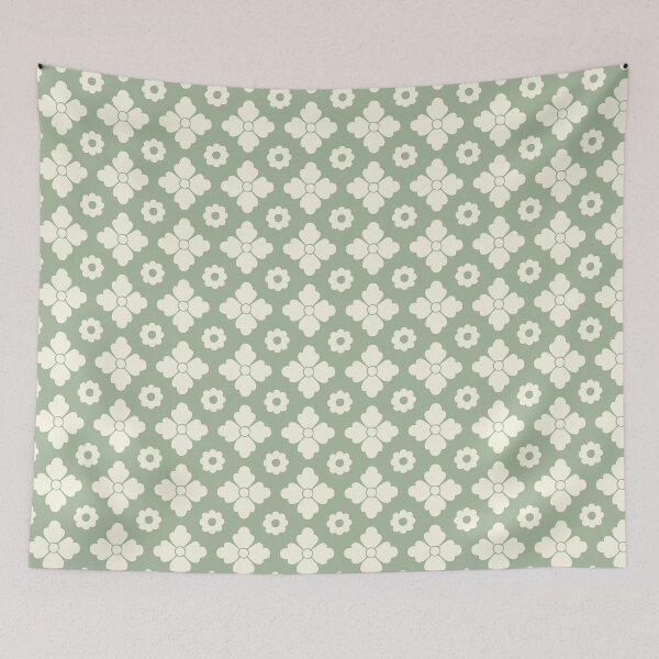 Item preview, Earthy Boho Geometric Simple Cabin Core Pattern Cream on Sage Green designed and sold by blomastudios.