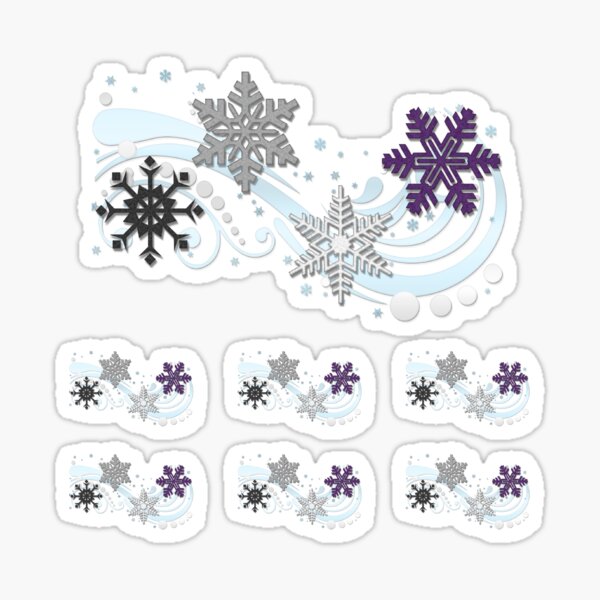 Asexual Pride Flag Colored Snowflakes and Winter Vector Sticker