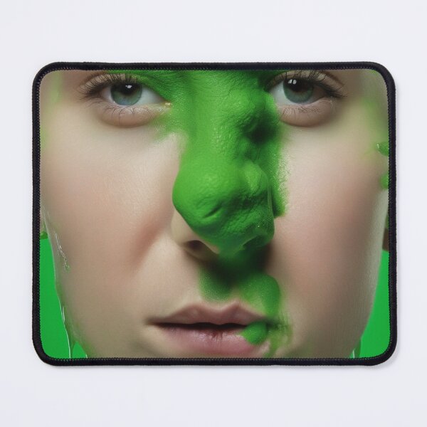 Item preview, Woman's face with green snotty, sludge,  gunge on it. designed and sold by Barbara Burgess.