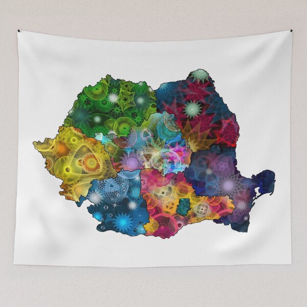 Item preview, Spirograph Patterned Romania Counties Map designed and sold by RachelEDesigns.