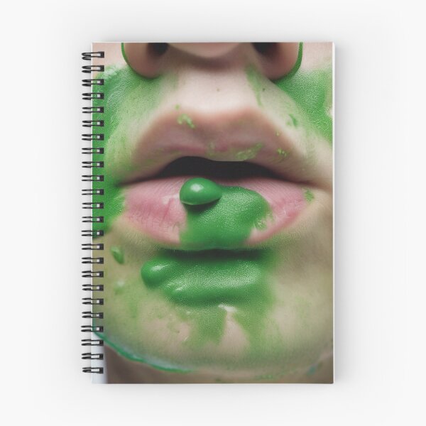 Item preview, Face, lips with green snotty, sludge,  gunge on it. designed and sold by Barbara Burgess.
