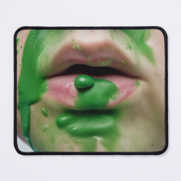 Item preview, Face, lips with green snotty, sludge,  gunge on it. designed and sold by Barbara Burgess.