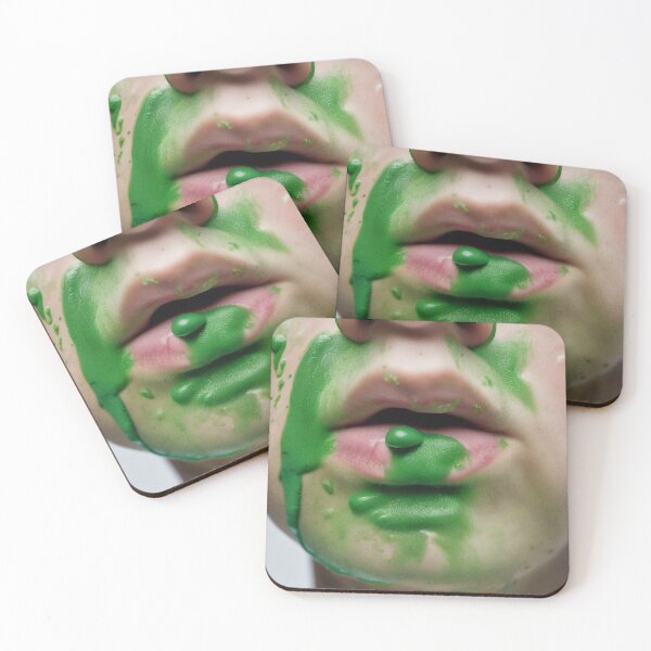 Item preview, Face, lips with green snotty, sludge,  gunge on it. designed and sold by Barbara Burgess.
