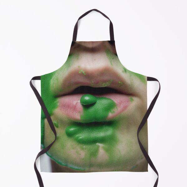 Item preview, Face, lips with green snotty, sludge, gunge on it. designed and sold by Barbara Burgess.