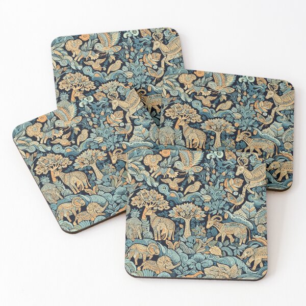 Item preview, An Elegant Forest of Majestic Creatures in Kalamkari Design designed and sold by Ruthrasankar.