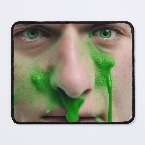 Item preview, Face, with green snotty, sludge,  gunge on it. designed and sold by Barbara Burgess.