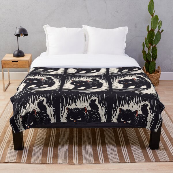 Aperçu de l'œuvre  Chat noir en quête de nourriture sous la pluie créée et vendue par SiMinDesigns.