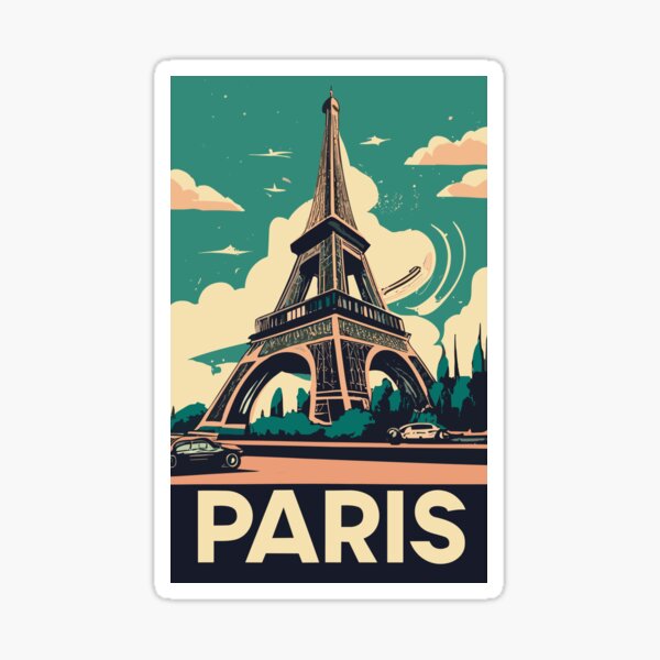 Item preview, A Vintage Travel Art of the Eiffel Tower in Paris - France designed and sold by GoodOldVintage.