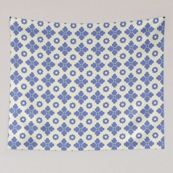 Item preview, Boho Geometric Simple Cabin Core Pattern Classic Blue on Cream designed and sold by blomastudios.