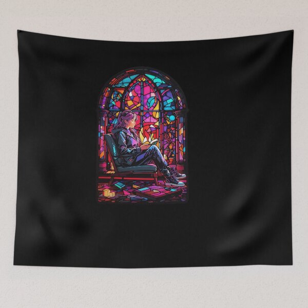 Item preview, Stained Glass Book Aesthetic, Girl Reading Book designed and sold by Desfix.