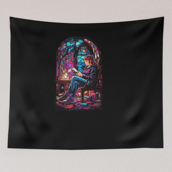 Item preview, Stained Glass Book Aesthetic, Girl Reading Book designed and sold by Desfix.
