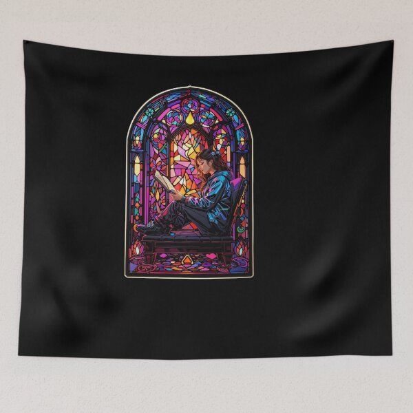 Item preview, Stained Glass Book Aesthetic, Girl Reading Book designed and sold by Desfix.
