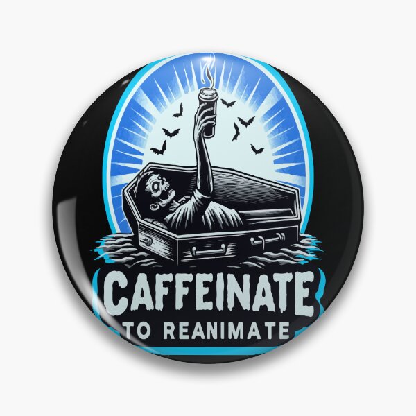 Artikelvorschau, Kopie von Caffeinate to Reanimate – Zombie Coffin Coffee – Blaues Design entworfen und verkauft von MegaDirt.