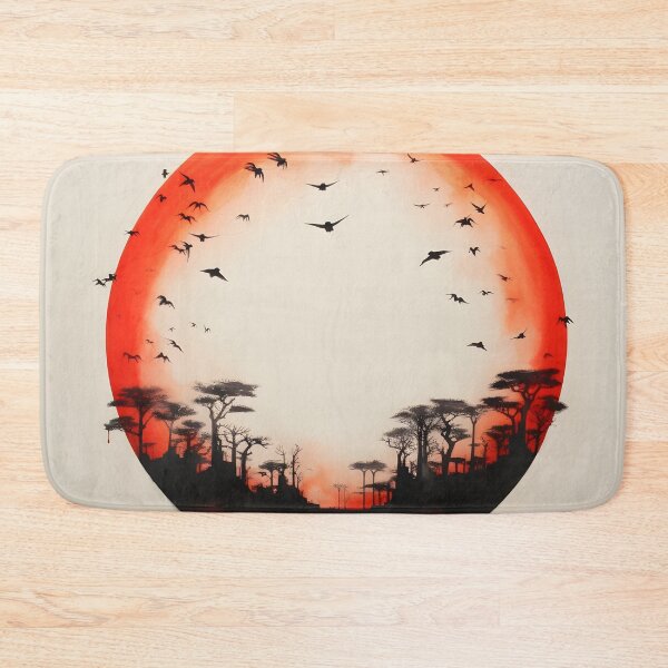 Item preview, Minimalist red sun art print, birds designed and sold by dcrc.