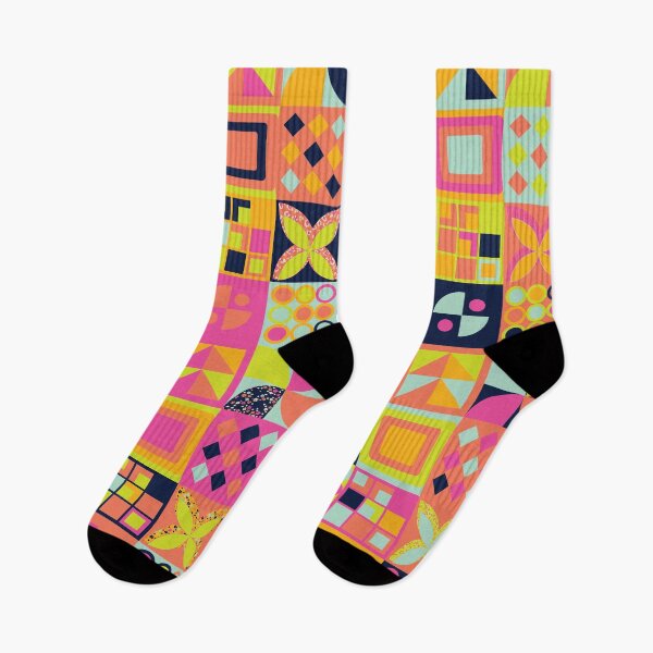 Item preview, Neo Geo Love-Vibrant-Fancy Pants Sox designed and sold by Annette Chabidon Studio.