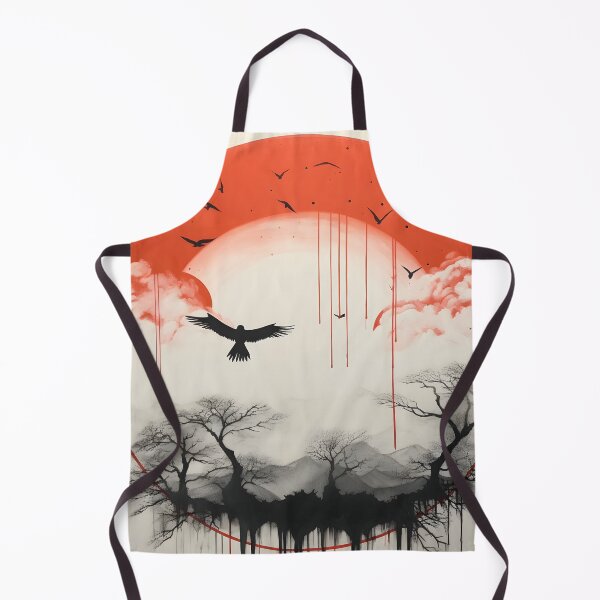 Item preview, minimalist red sun art print, birds designed and sold by dcrc.