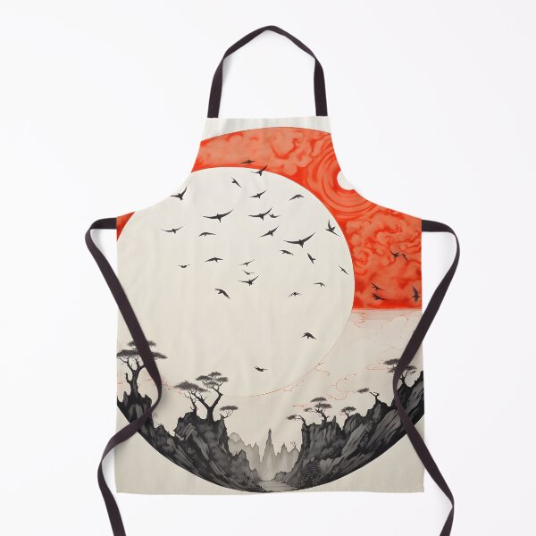 Item preview, minimalist red sun art print, birds designed and sold by dcrc.
