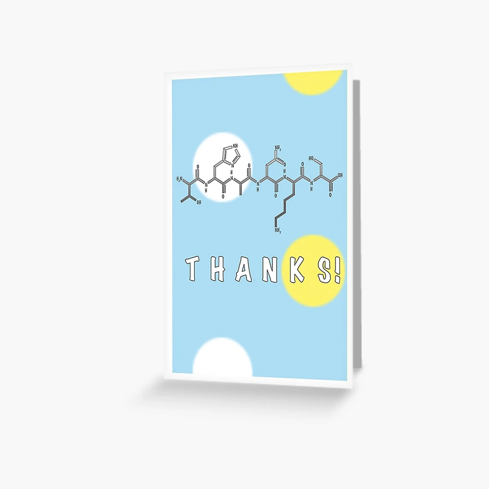 25 science thank you cards – Biology THANKS card – Amino acid molecular structure spells out 2024 your gratitude