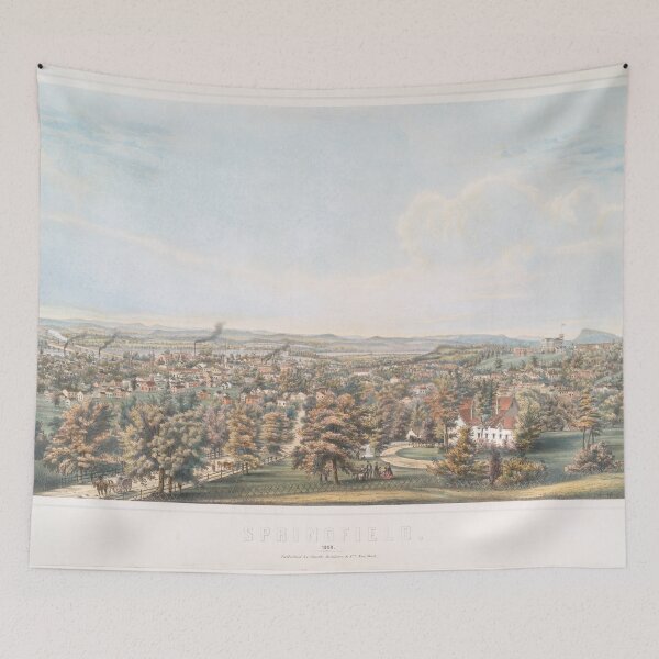 Aperçu de l'œuvre Carte picturale Vintage de Springfield MA (1851) créée et vendue par BravuraMedia.