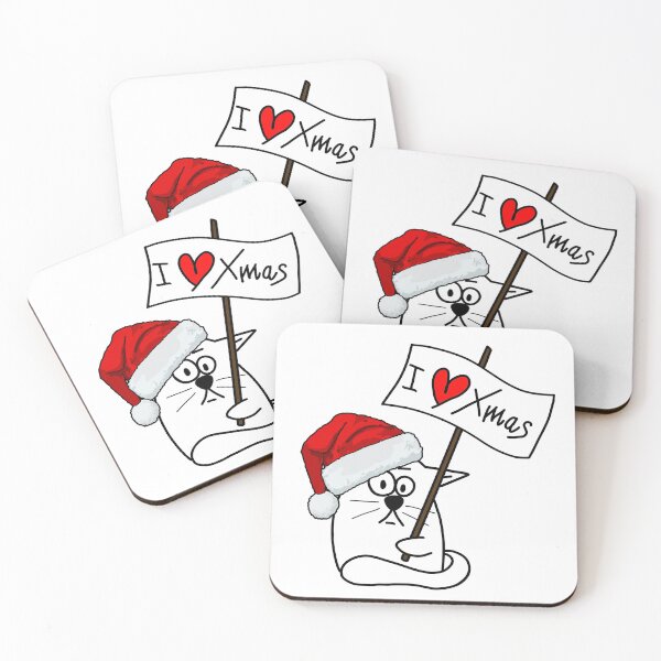 Item preview, Funny Ironic and Mischievous Cat in a Christmas Hat designed and sold by AnitaArt2023.