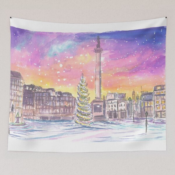 Item preview, London Trafalgar Square Nelson with Snow at Night designed and sold by artshop77.