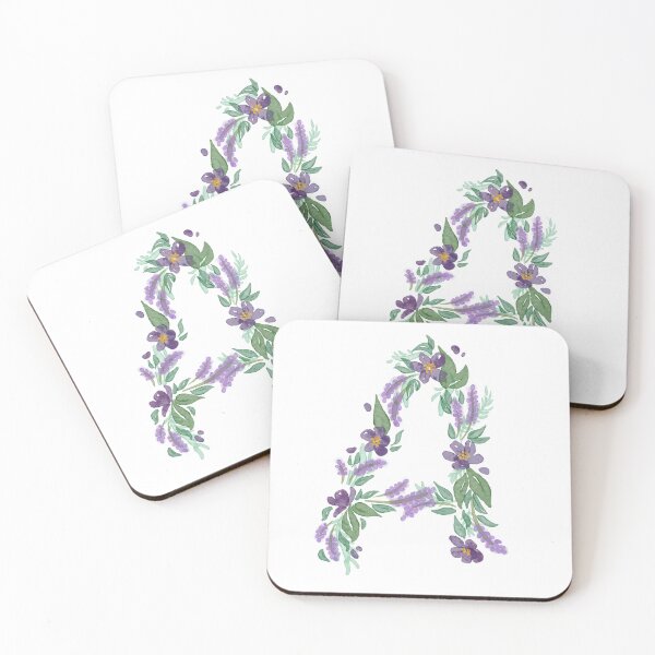 Item preview, Purple Watercolor Floral Monogram A designed and sold by serafineaandd.