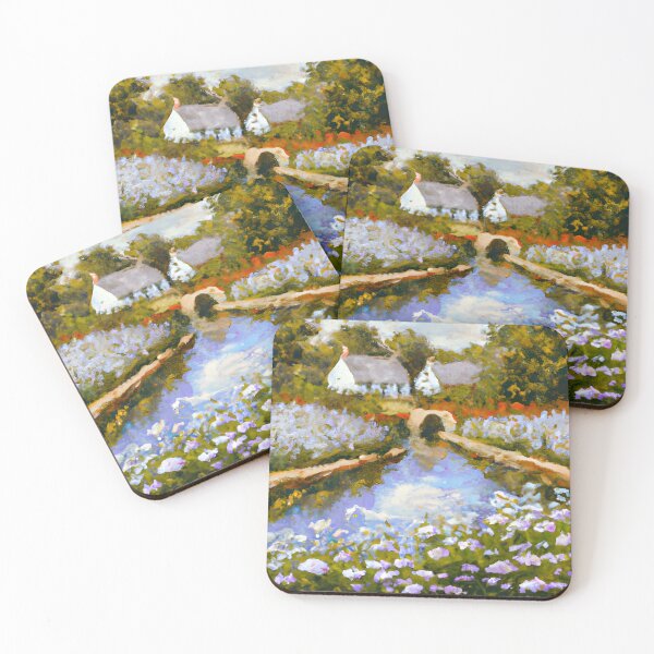 Item preview, English Summer Country Cottage Flower Garden Painting designed and sold by MeadowFarmPrint.