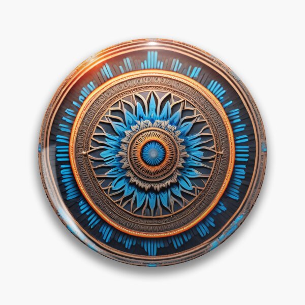 Aperçu de l'œuvre Sunburst Vitality Mandala Énergétique Bleu et Gris Burst créée et vendue par SpiritualManda.