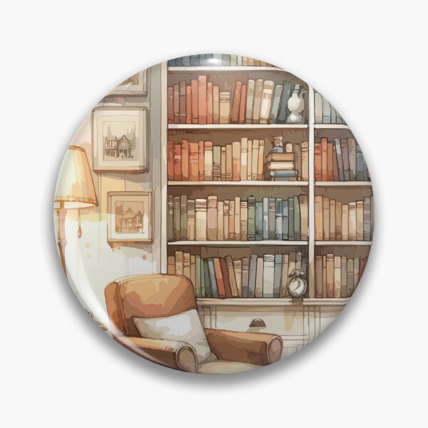 Item preview, Cozy home library in watercolor designed and sold by LongIslandDesgn.