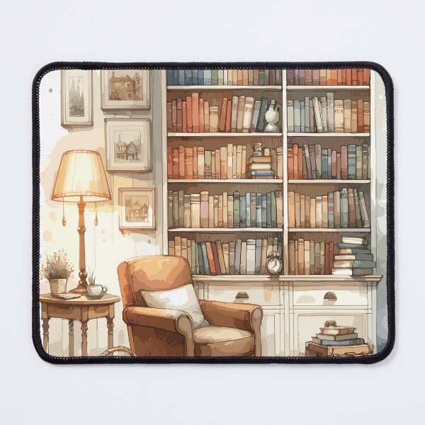 Item preview, Cozy home library in watercolor designed and sold by LongIslandDesgn.