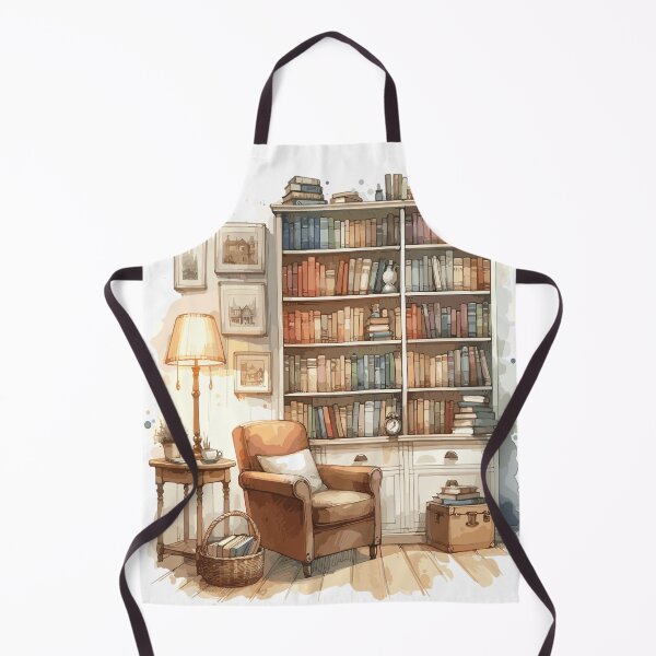 Item preview, Cozy home library in watercolor designed and sold by LongIslandDesgn.
