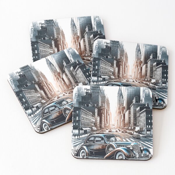 Item preview, Vintage car in the city designed and sold by LongIslandDesgn.