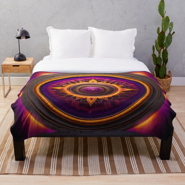 Item preview, Energetic Sunburst Mandala Vibrant Purple & Yellow designed and sold by SpiritualManda.
