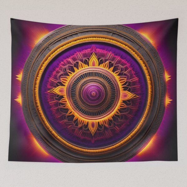 Item preview, Energetic Sunburst Mandala Vibrant Purple & Yellow designed and sold by SpiritualManda.