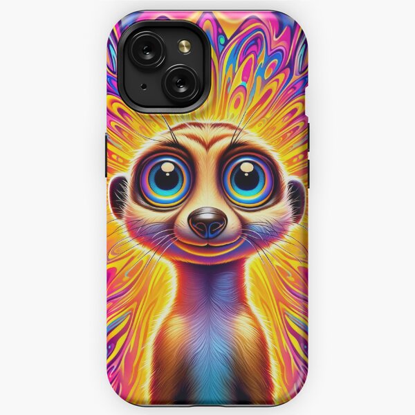 Cartoon Meerkat with Psychedelic Background iPhone Tough Case