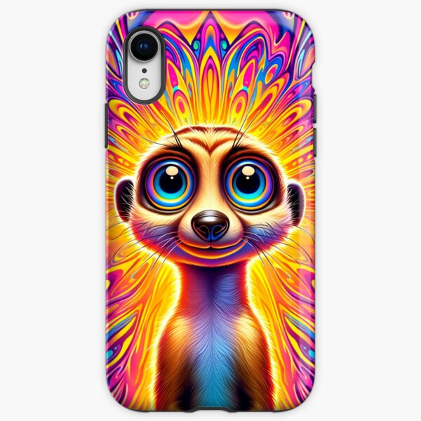 Cartoon Meerkat with Psychedelic Background iPhone Tough Case