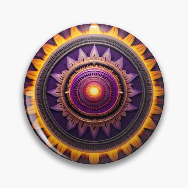 Artikelvorschau, Energetisierendes Sunburst-Mandala in leuchtendem Lila und Gelb entworfen und verkauft von SpiritualManda.