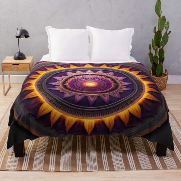 Aperçu de l'œuvre Énergisant Sunburst Mandala Vibrant Violet et Jaune créée et vendue par SpiritualManda.