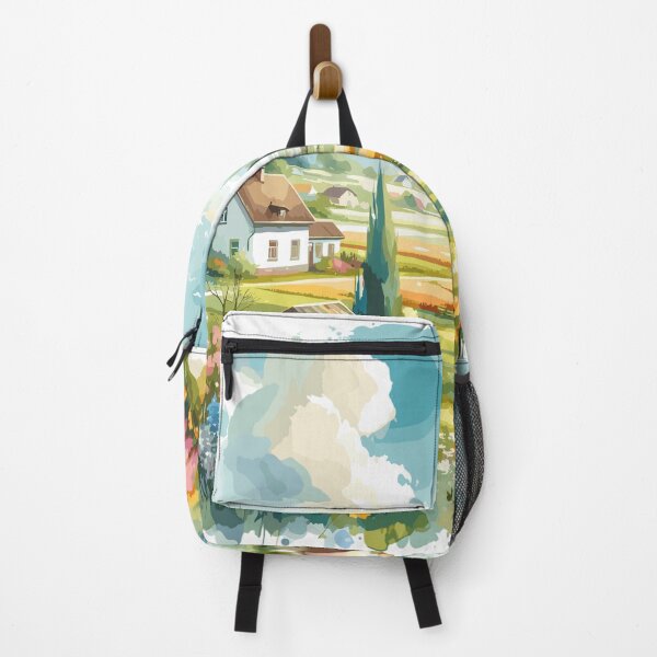 Item preview, Rural village in spring in watercolor designed and sold by LongIslandDesgn.
