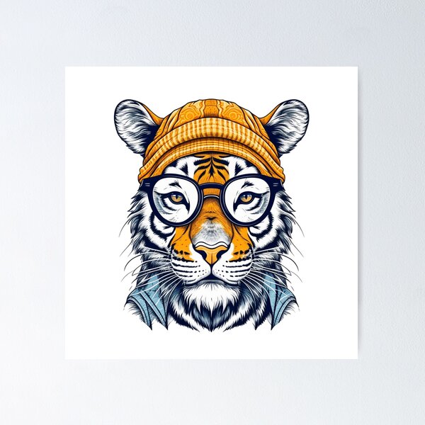 Item preview, Hipster Tiger #2 designed and sold by dave-elf.