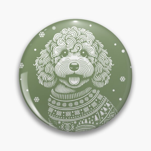 Item preview, Christmas Cockapoo Dog Wearing a Winter Sweater Green designed and sold by hidden-design.