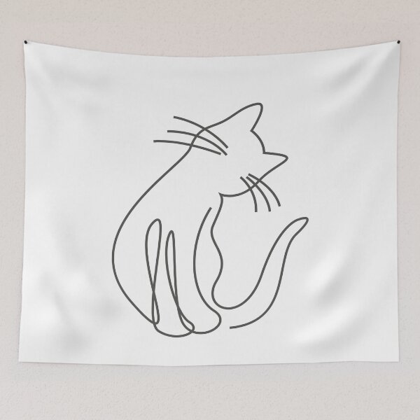 Item preview,  Line Art Cat Shirt, Abstract Cat Drawing Tee, designed and sold by chipmuckdesignn.