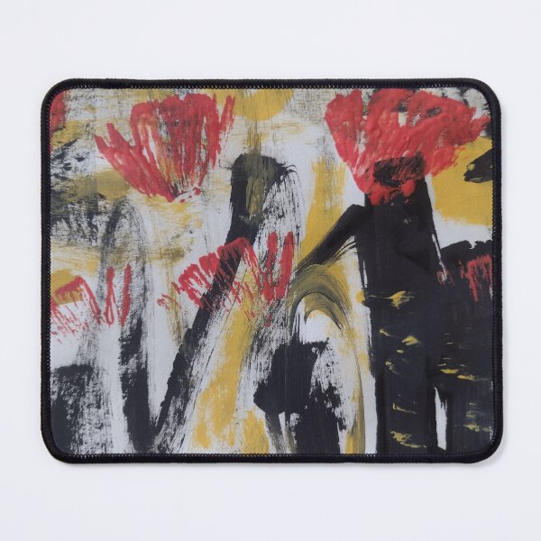 Item preview, Red blooms on black and yellow 1 designed and sold by ArtbyColleen.