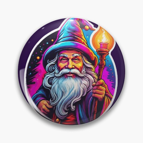 Item preview, Magical Santa Claus stick in hand on fire whimsical style space backdrop  designed and sold by Trendsecne.