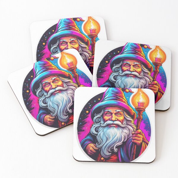 Item preview, Magical Santa Claus stick in hand on fire whimsical style space backdrop  designed and sold by Trendsecne.