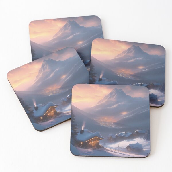 Item preview, Snow-Covered Village in the Mountains designed and sold by Design-Illusi0n.