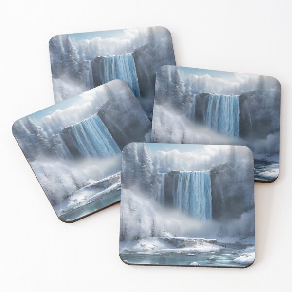 Item preview, Waterfall in a Snowy Forest designed and sold by Design-Illusi0n.